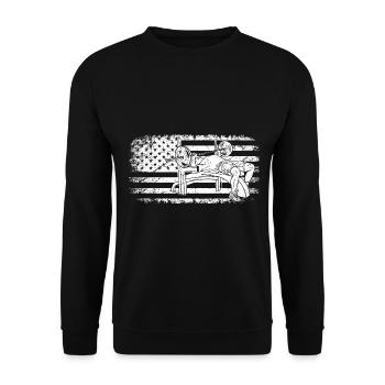 Bench Press USA Flag - - Sweat-shirt Unisexe - noir - Devant - Alina (178cm) & Michal (187cm)