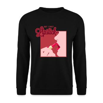 Lipstick Cosmetic Beautician Lip Makeup - Unisex Sweatshirt - black - Front - Alina (178cm) & Michal (187cm)