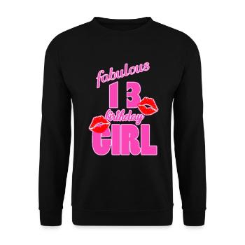 fabuleux 13 anniversaire fille 13ème anniversaire rose Baiser - Sweat-shirt Unisexe - noir - Devant - Alina (178cm) & Michal (187cm)