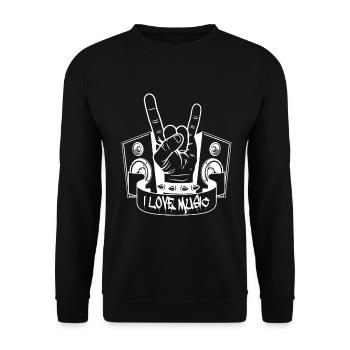 Love Music - Rock - Heavy Metal - Unisex Pullover - Schwarz - Vorne - Alina (178cm) & Michal (187cm)
