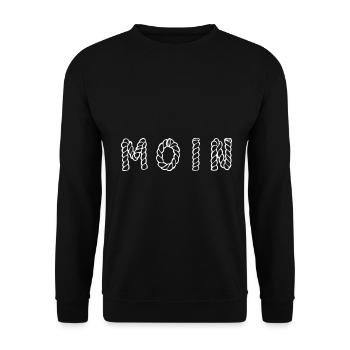 Moin in Seilschrift - Seefahrt - Meer - - Unisex Pullover - Schwarz - Vorne - Alina (178cm) & Michal (187cm)