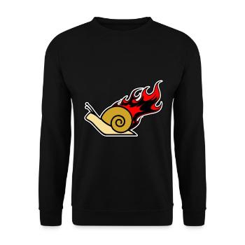 Schnecke - Snail - on Fire - Unisex Pullover - Schwarz - Vorne - Alina (178cm) & Michal (187cm)