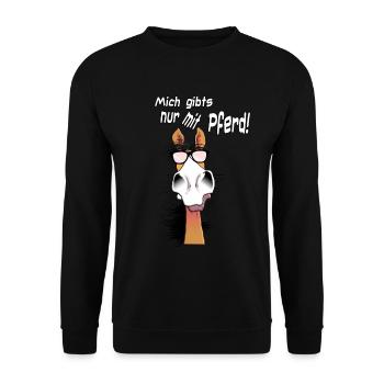 Mich gibts nur mit Pferde - Unisex Pullover - Schwarz - Vorne - Alina (178cm) & Michal (187cm)