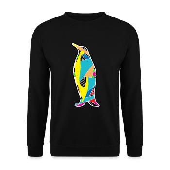 Geometrischer Pinguin - Unisex Pullover - Schwarz - Vorne - Alina (178cm) & Michal (187cm)