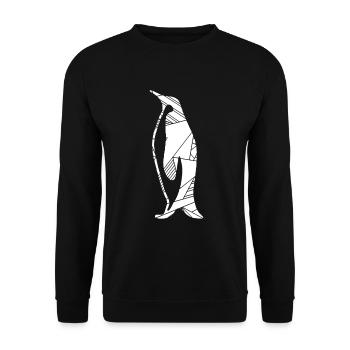 Geometrischer Pinguin - Unisex Pullover - Schwarz - Vorne - Alina (178cm) & Michal (187cm)