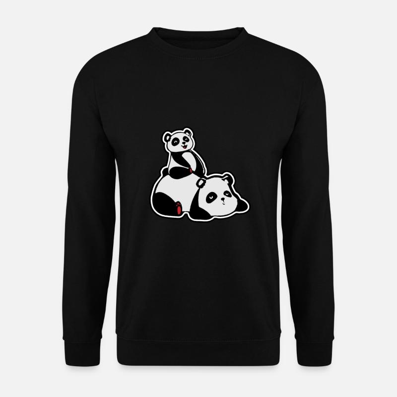Panda mit Kind - Unisex Pullover - Schwarz