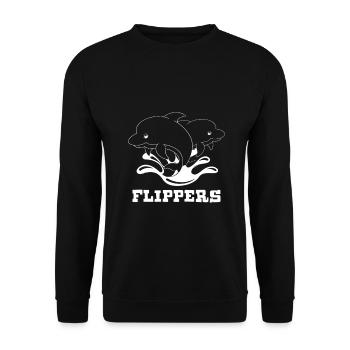 Delphin Flippers Meer Strand Spritzer - Unisex Sweatshirt - black - Front - Alina (178cm) & Michal (187cm)