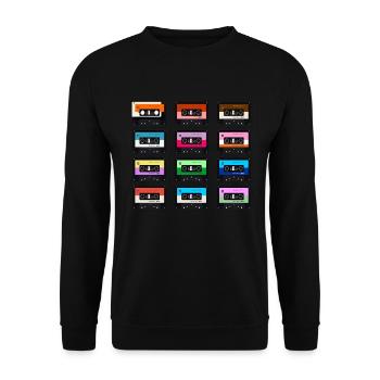 80 années 80 rétro costume de tenue de cassette vintage - Sweat-shirt Unisexe - noir - Devant - Alina (178cm) & Michal (187cm)