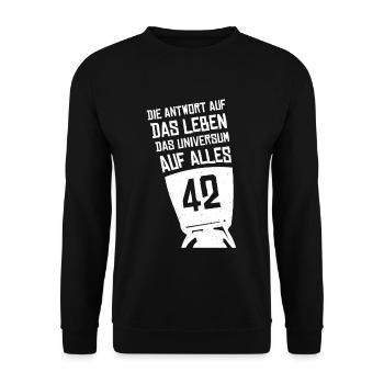 42 Is The Answer Antwort Auf Alles Leben Universum - Unisex Pullover - Schwarz - Vorne - Alina (178cm) & Michal (187cm)
