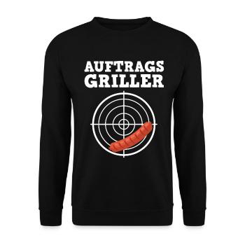 Auftragsgriller Grillkönig - Unisex Pullover - Schwarz - Vorne - Alina (178cm) & Michal (187cm)