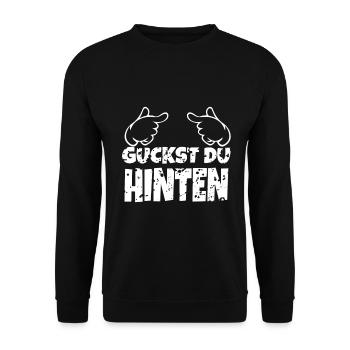 Guckst Du Hinten - Unisex Pullover - Schwarz - Vorne - Alina (178cm) & Michal (187cm)