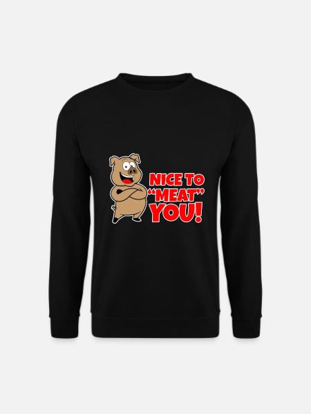 Nice to meat you - BBQ - Schwein - Unisex Pullover - Schwarz