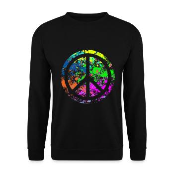 Peace - Farben - Unisex Pullover - Schwarz - Vorne - Alina (178cm) & Michal (187cm)