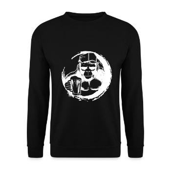 Affe und Bier - Unisex Pullover - Schwarz - Vorne - Alina (178cm) & Michal (187cm)