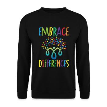 Embrace differences Autisme Handicap Compréhension - Sweat-shirt Unisexe - noir - Devant - Alina (178cm) & Michal (187cm)