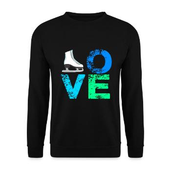 Ich liebe Schlittschuhe Eiskunstlauf Schlittschuh - Unisex Pullover - Schwarz - Vorne - Alina (178cm) & Michal (187cm)