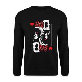 Herz Dame Spielkarte - Unisex Pullover - Schwarz - Vorne - Alina (178cm) & Michal (187cm)