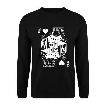 Herz Dame Spielkarte - Unisex Pullover - Schwarz - Vorne - Alina (178cm) & Michal (187cm)