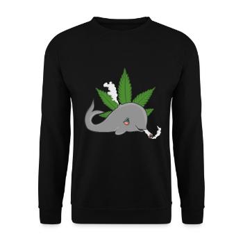 Wal Potwal Canabis Marihuana Gras Kiffer Rauchen - Unisex Pullover - Schwarz - Vorne - Alina (178cm) & Michal (187cm)