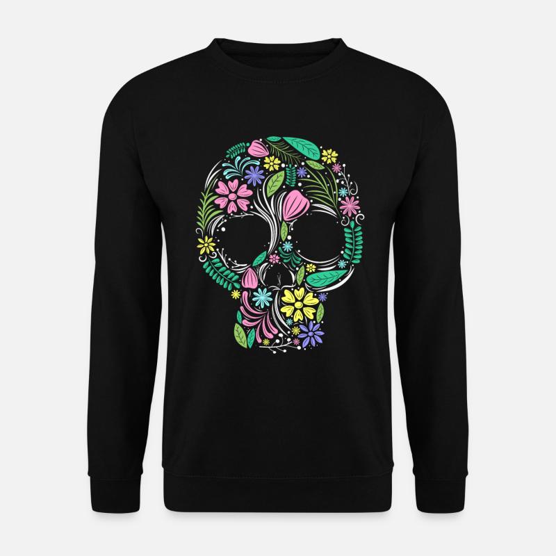 Skull flowers hippie - Unisex Sweatshirt - black