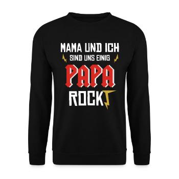 Papa Rockt - Unisex Pullover - Schwarz - Vorne - Alina (178cm) & Michal (187cm)