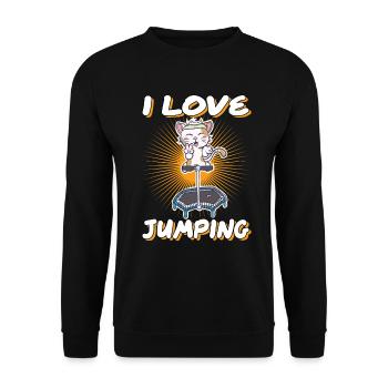I love Jumping cat trampoline jumpstyle hopping - Sweat-shirt Unisexe - noir - Devant - Alina (178cm) & Michal (187cm)