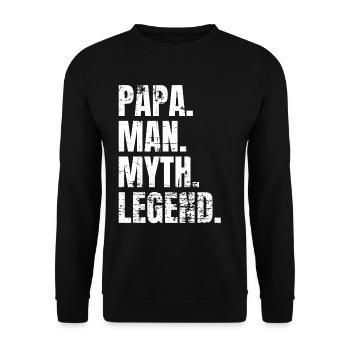 Papa Man Myth Legend Vintage - Unisex Pullover - Schwarz - Vorne - Alina (178cm) & Michal (187cm)