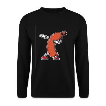 Saucisse saucisse saucisse Saucisses Hot Dog Rouge - Sweat-shirt Unisexe - noir - Devant - Alina (178cm) & Michal (187cm)