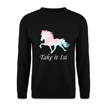 Cheval islandais - Sweat-shirt Unisexe - noir - Devant - Alina (178cm) & Michal (187cm)