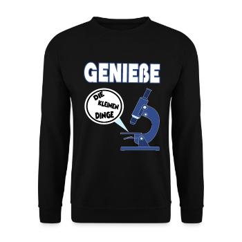 Lustige Mikrobiologie - Enjoy the little things - Unisex Pullover - Schwarz - Vorne - Alina (178cm) & Michal (187cm)
