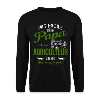PAPA AGRICULTEUR - Sweat-shirt Unisexe - noir - Devant - Alina (178cm) & Michal (187cm)