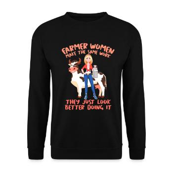 Farmer Women make the same work Chicken Cow - Unisex Sweatshirt - black - Front - Alina (178cm) & Michal (187cm)