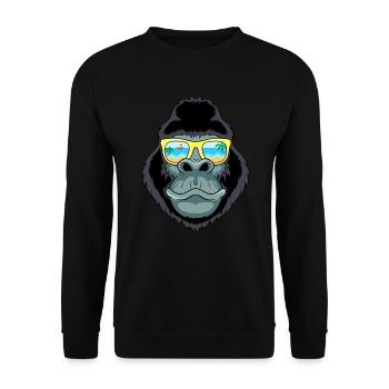 Gorialla Affe Sonnenbrille Sommer Strand Urlaub - Unisex Pullover - Schwarz - Vorne - Alina (178cm) & Michal (187cm)