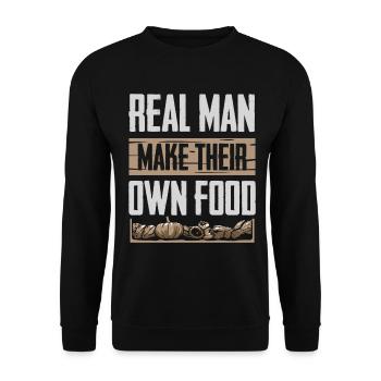 Real men make their own food Farmer Chicken - Unisex Sweatshirt - black - Front - Alina (178cm) & Michal (187cm)