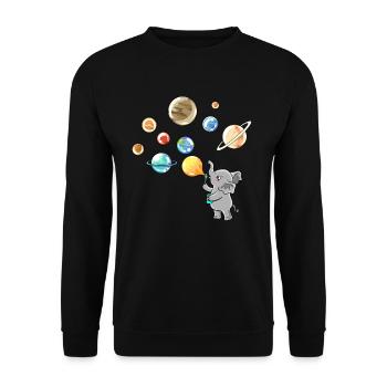 Sonnenystem Planeten Elefant Luftballons - Unisex Pullover - Schwarz - Vorne - Alina (178cm) & Michal (187cm)