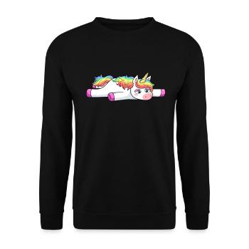 Tired unicorn KO Platt - Unisex Sweatshirt - black - Front - Alina (178cm) & Michal (187cm)