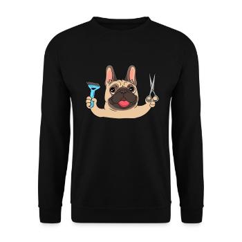 Hundefriseur Hundefrisör Mops Pet Groomer - Unisex Pullover - Schwarz - Vorne - Alina (178cm) & Michal (187cm)