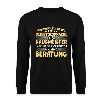 Hausmeister Platzwart Lustige Sprüche Geschenk - Unisex Pullover - Schwarz - Vorne - Alina (178cm) & Michal (187cm)