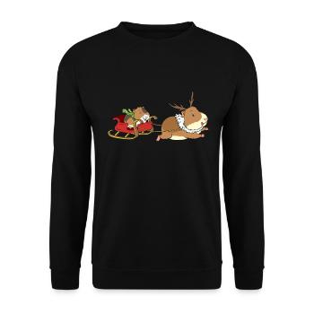 Renne de traîneau de Noël cochon d'Inde - Sweat-shirt Unisexe - noir - Devant - Alina (178cm) & Michal (187cm)