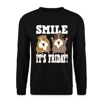 Guinea pig smile it's Friday - Unisex Sweatshirt - black - Front - Alina (178cm) & Michal (187cm)