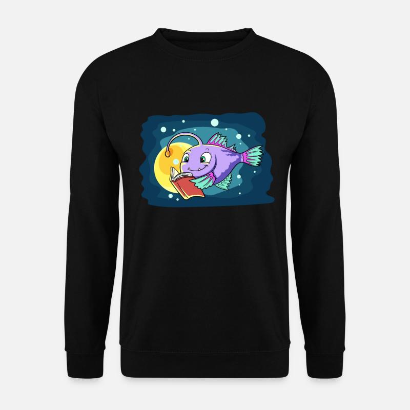 Laternenfisch Liest ein Buch - Unisex Pullover - Schwarz