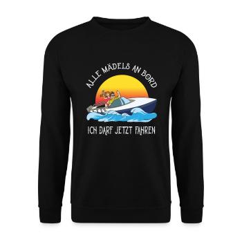 Permis de bateau passé cadeau - Sweat-shirt Unisexe - noir - Devant - Alina (178cm) & Michal (187cm)