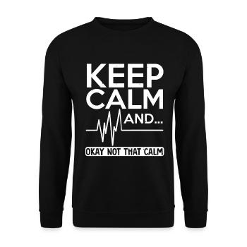 Keep calm and…not that calm funny nurse heartbeat - Unisex Pullover - Schwarz - Vorne - Alina (178cm) & Michal (187cm)