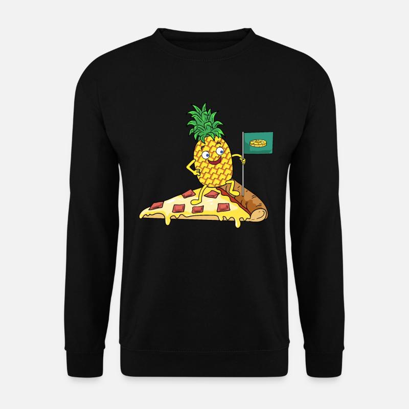 Lustige Ananas erobert die Pizza - Pizza Hawaii - Unisex Pullover - Schwarz