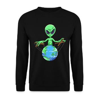 Alien PuppetRy Alien Control - Unisex Sweatshirt - black - Front - Alina (178cm) & Michal (187cm)
