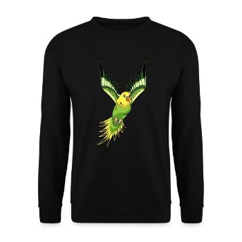 Belle perruche colorée vole. conception - Sweat-shirt Unisexe - noir - Devant - Alina (178cm) & Michal (187cm)