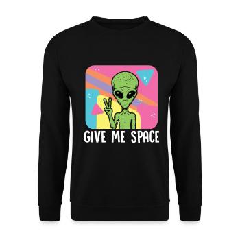 Give me space Alien Ufo - Unisex Pullover - Schwarz - Vorne - Alina (178cm) & Michal (187cm)