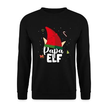 Papa Elf Partner Look Christmas Family Father - Unisex Sweatshirt - black - Front - Alina (178cm) & Michal (187cm)