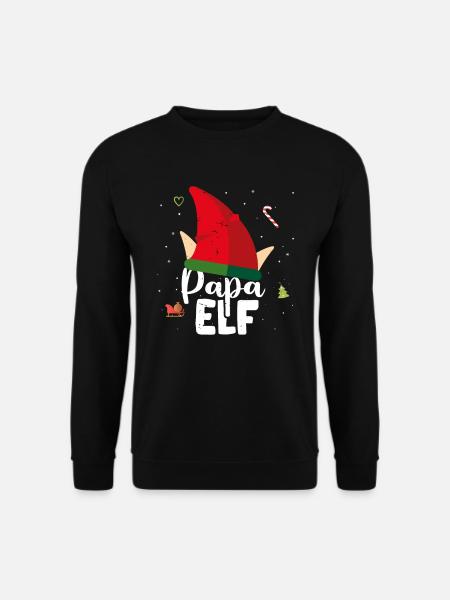 Papa Elf Partnerlook Weihnachten Familie Vater - Unisex Pullover - Schwarz