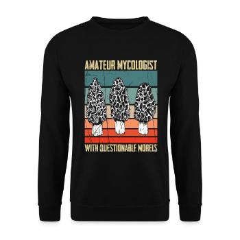 Amateur mycologist with questionable morels Morel - Unisex Sweatshirt - black - Front - Alina (178cm) & Michal (187cm)